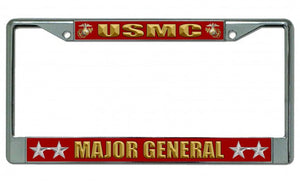 USMC Major General Chrome License Plate Frame