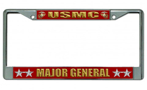 USMC Major General Chrome License Plate Frame