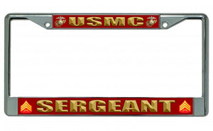 USMC Sergeant Chrome License Plate Frame