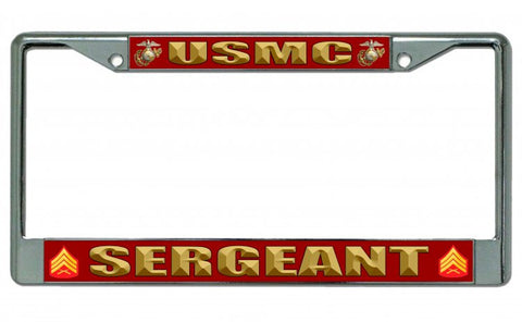 USMC Sergeant Chrome License Plate Frame