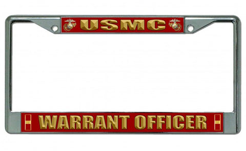 USMC Warrant Officer Chrome License Plate Frame