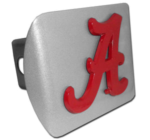 Alabama (Crimson “A”) ALL METAL Brushed Hitch Cover