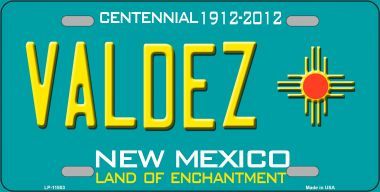 Valdez New Mexico Novelty License Plate