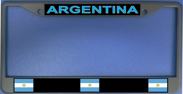 Argentina Flag Black Chrome License Plate Frame