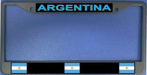 Argentina Flag Black Chrome License Plate Frame