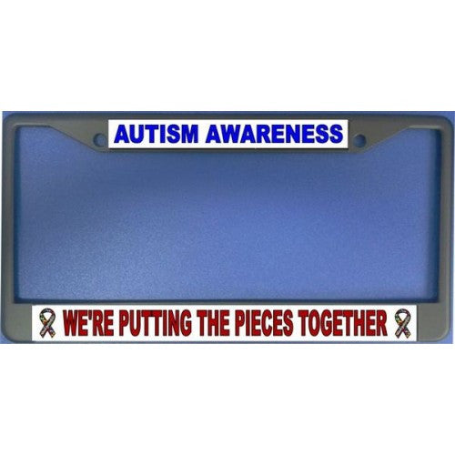 Autism Awareness We're Putting The Pieces Together Black License Plate Frame