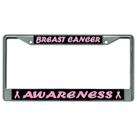 Breast Cancer Awareness Chrome License Plate Frame
