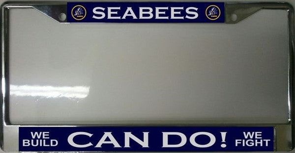 U.S. Navy Seabees Can Do! Chrome License Plate Frame
