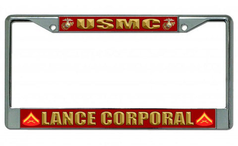 USMC Lance Corporal Chrome License Plate Frame