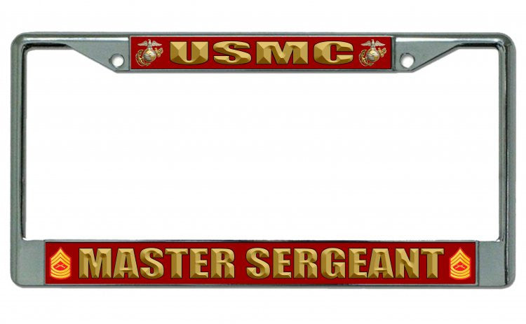 USMC Master Sergeant Chrome License Plate Frame