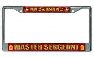 USMC Master Sergeant Chrome License Plate Frame