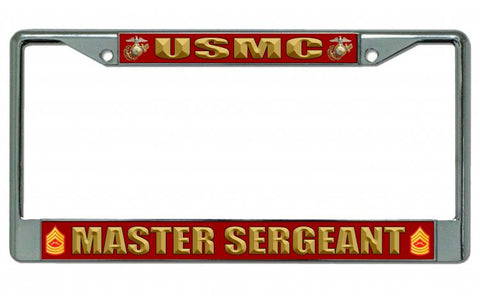 USMC Master Sergeant Chrome License Plate Frame