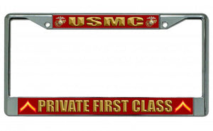 USMC Private First Class Chrome License Plate Frame