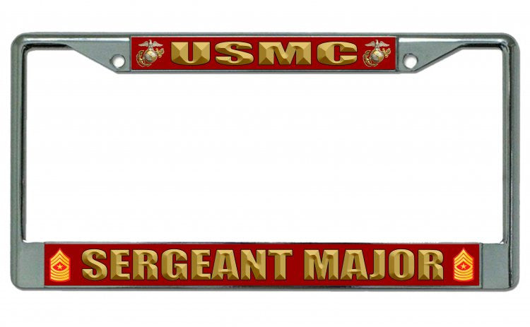USMC Sergeant Major Chrome License Plate Frame