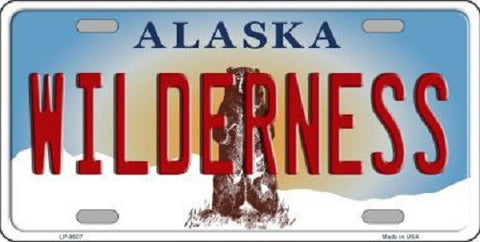 Wilderness Alaska State Background Novelty Metal License Plate