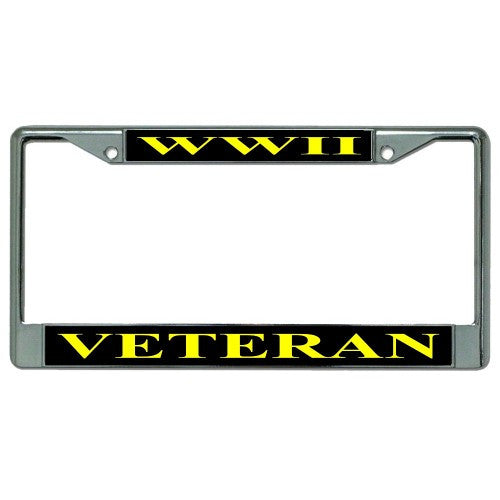 World War 2 Veteran Chrome License Plate Frame