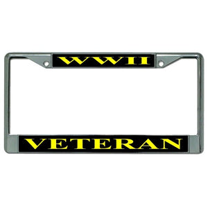 World War 2 Veteran Chrome License Plate Frame