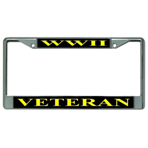 World War 2 Veteran Chrome License Plate Frame