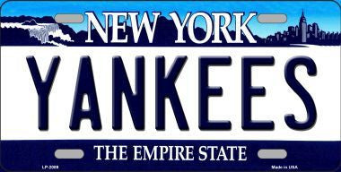 Yankees New York State Background Novelty Metal License Plate
