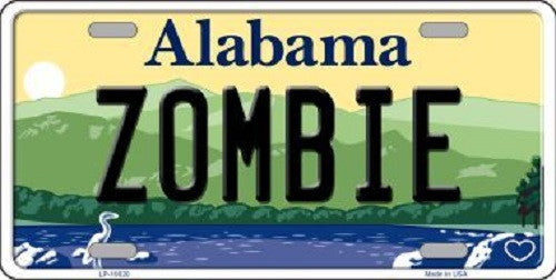 Zombie Alabama Background Novelty Metal License Plate