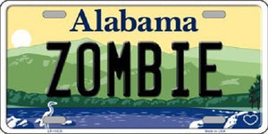 Zombie Alabama Background Novelty Metal License Plate