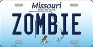 Zombie Missouri Background Novelty Metal License Plate